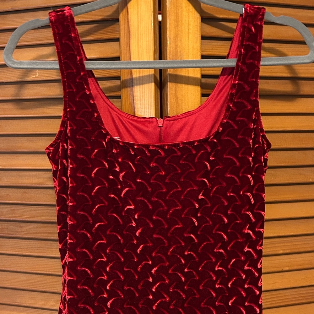 Vintage 80s/90s Algo Red Velvet Dress - Picture 9 of 16